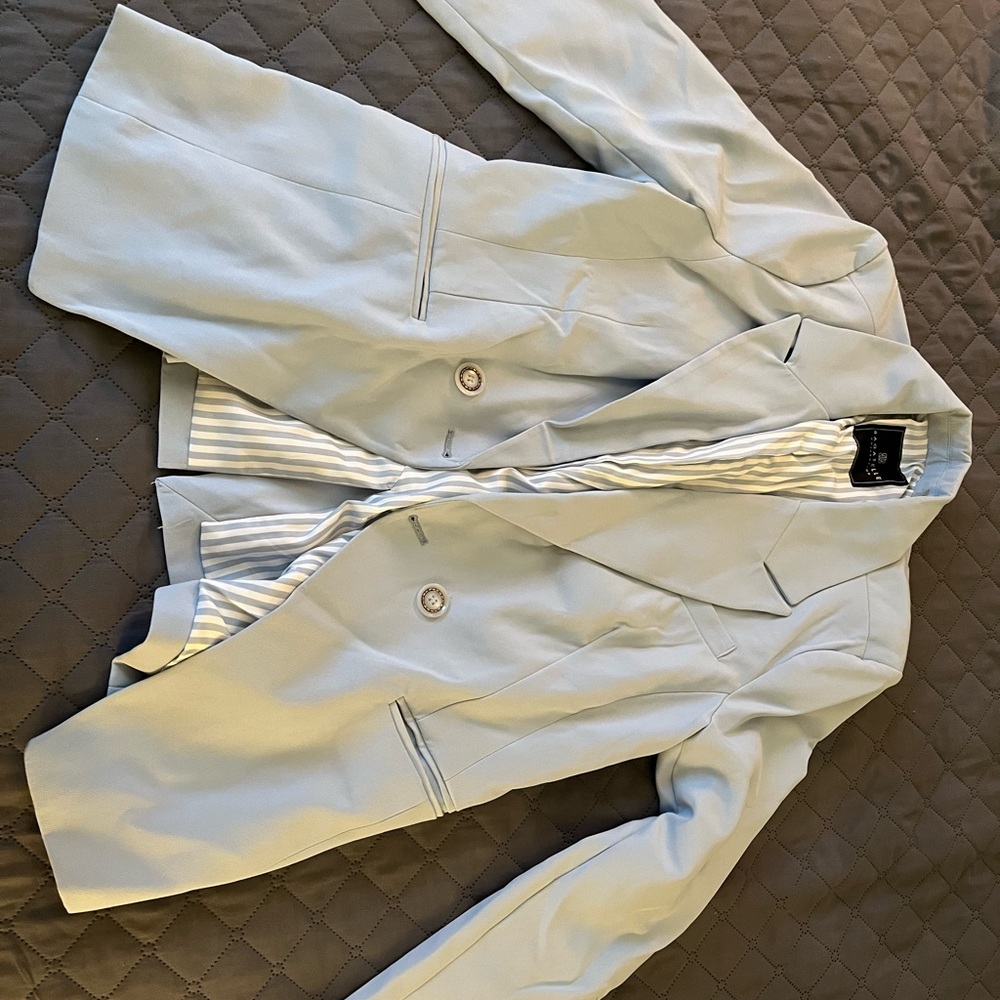 Light Blue Blazer with Striped Lining